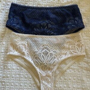 Victoria's Secret Navy and white Lace Panties